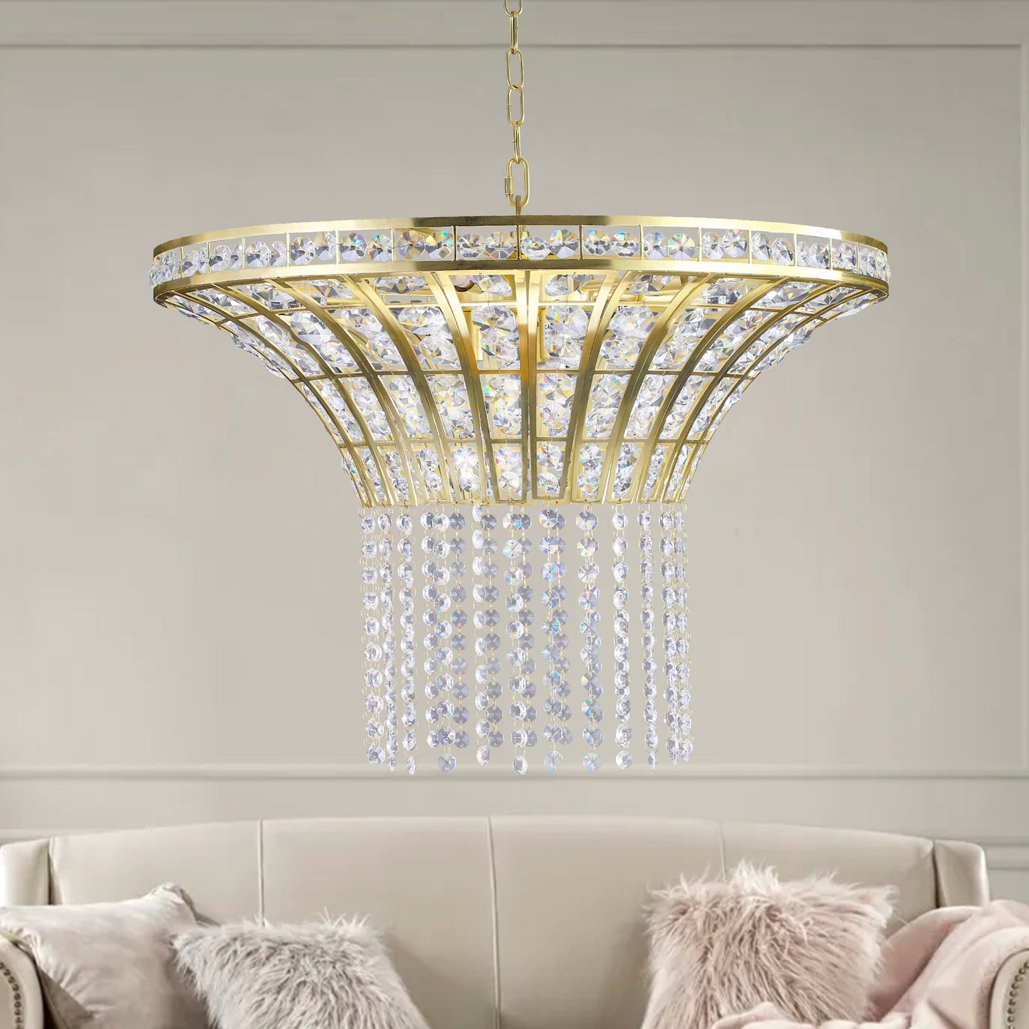 8-Light 23.6" Wide Crystal Waterfall Chandelier