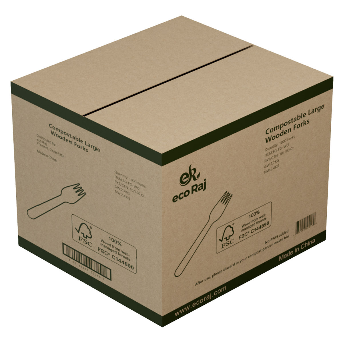 Compostable Birch Wood Forks – 1000 Count (6.3" Length)