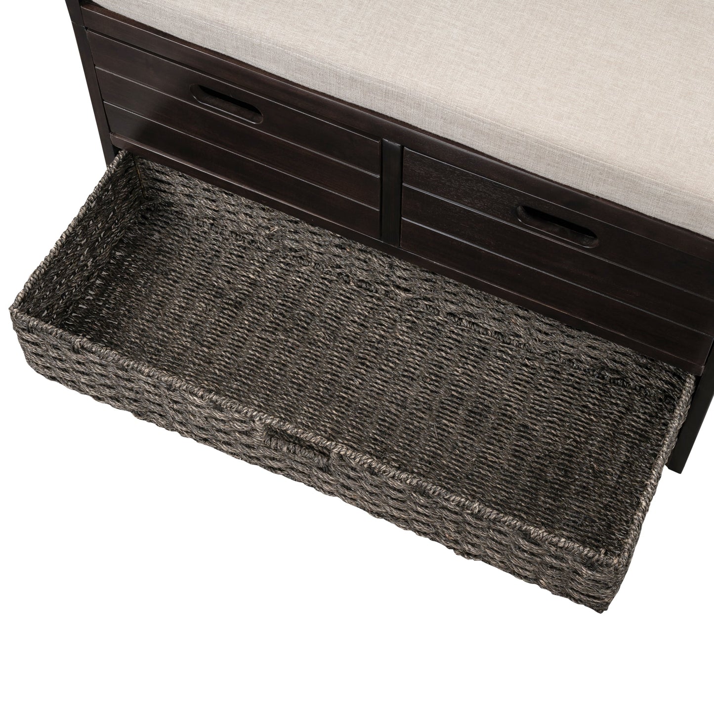 TREXM Storage Bench with Removable Basket and 2 Drawers