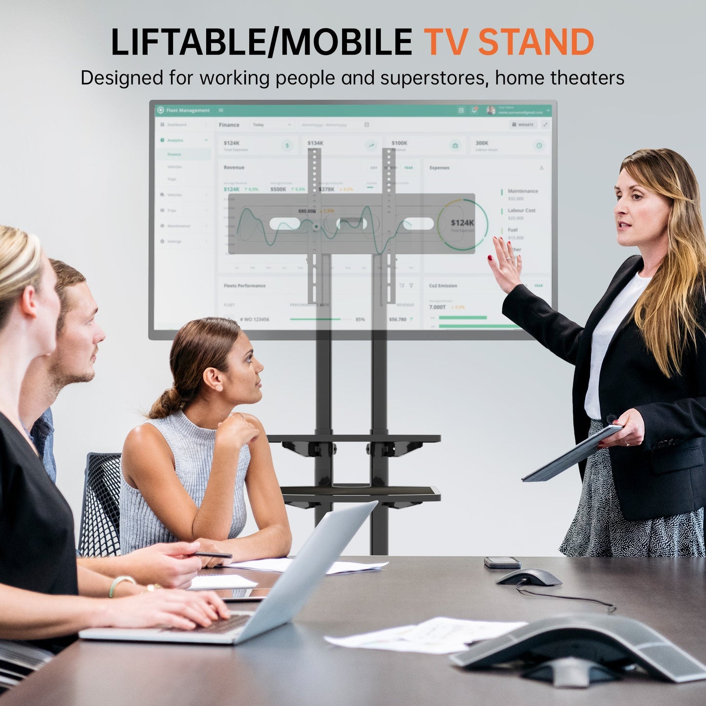 FANCO Universal Rotating TV Stand, suitable for 32–80-inch TVs