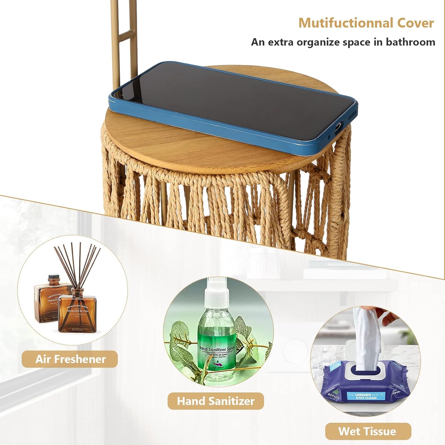 Freestanding Toilet Paper Holder with Storage