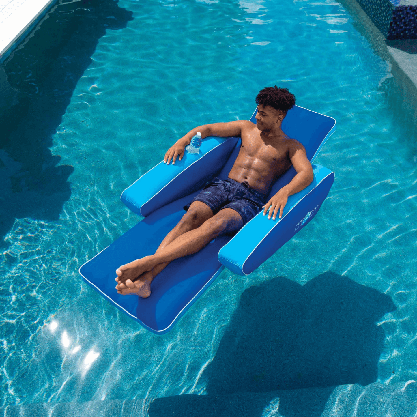 WOW Watersports Modern Lounger Pool Float with Cup Holder and Reclining Back