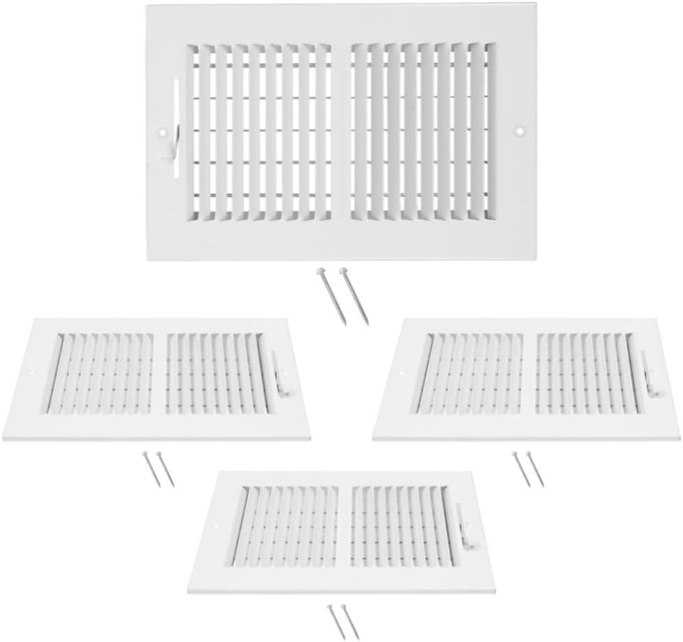 10x6 White Steel 2-Way Air Register, 4-Pack