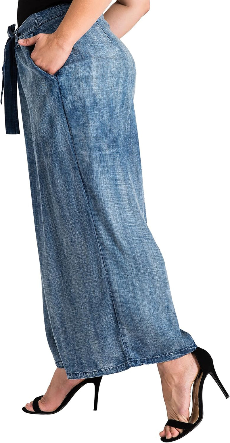 Standards & Practices Women’s Plus Size Tencel Denim Wide-Leg Palazzo Pants