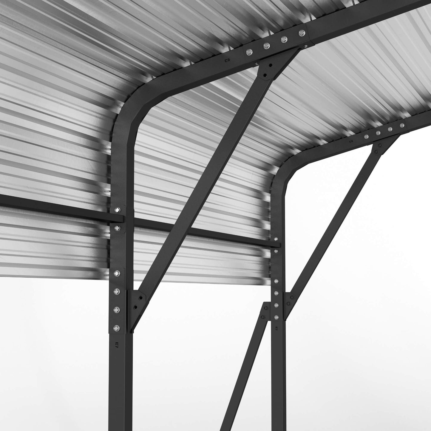 [20X20FT] Extra Large Heavy Duty Outdoor Metal Carport With Galvanized Steel Roof For Cars, Boats And Trucks (SAK75633)