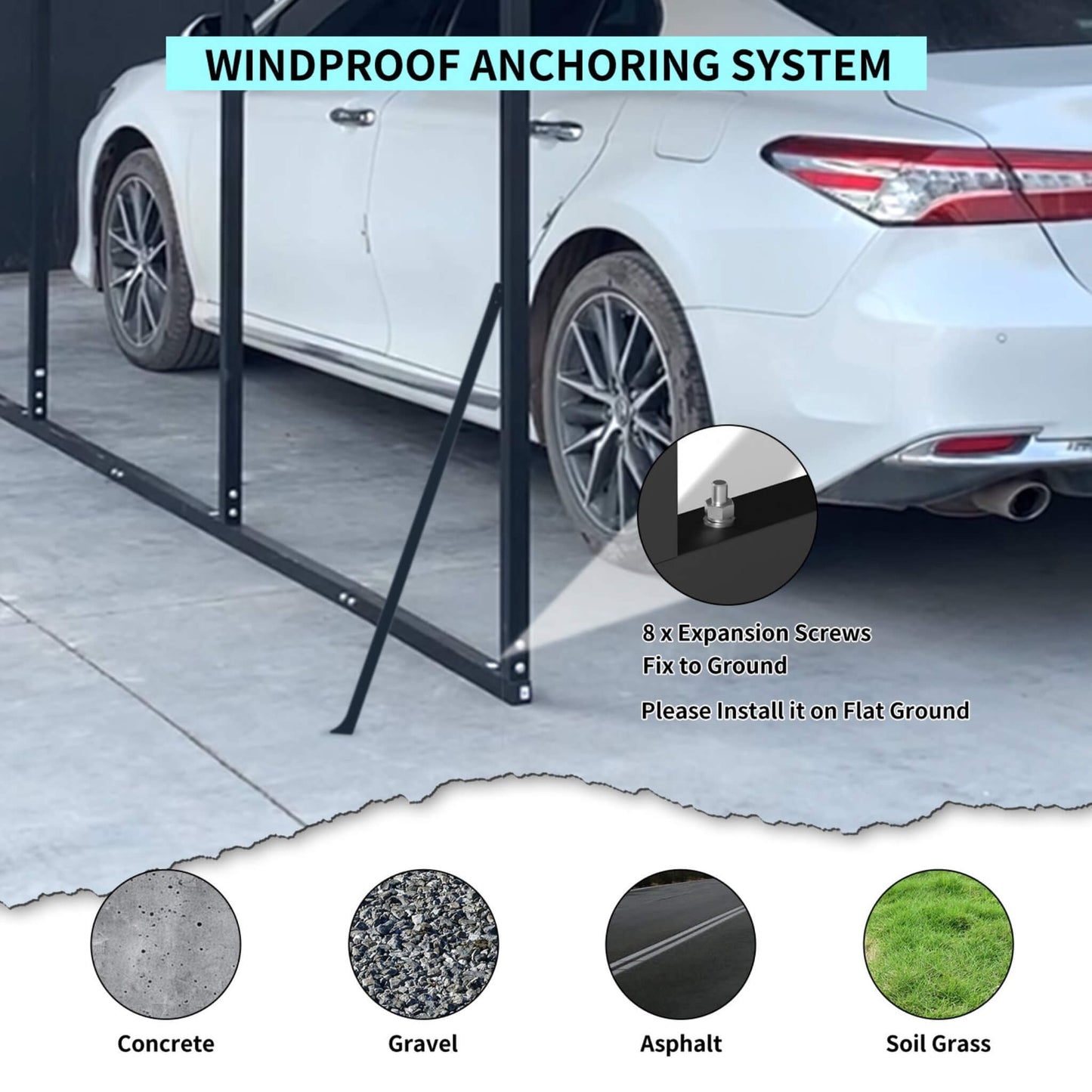 [20X20FT] Extra Large Heavy Duty Outdoor Metal Carport With Galvanized Steel Roof For Cars, Boats And Trucks (SAK75633)