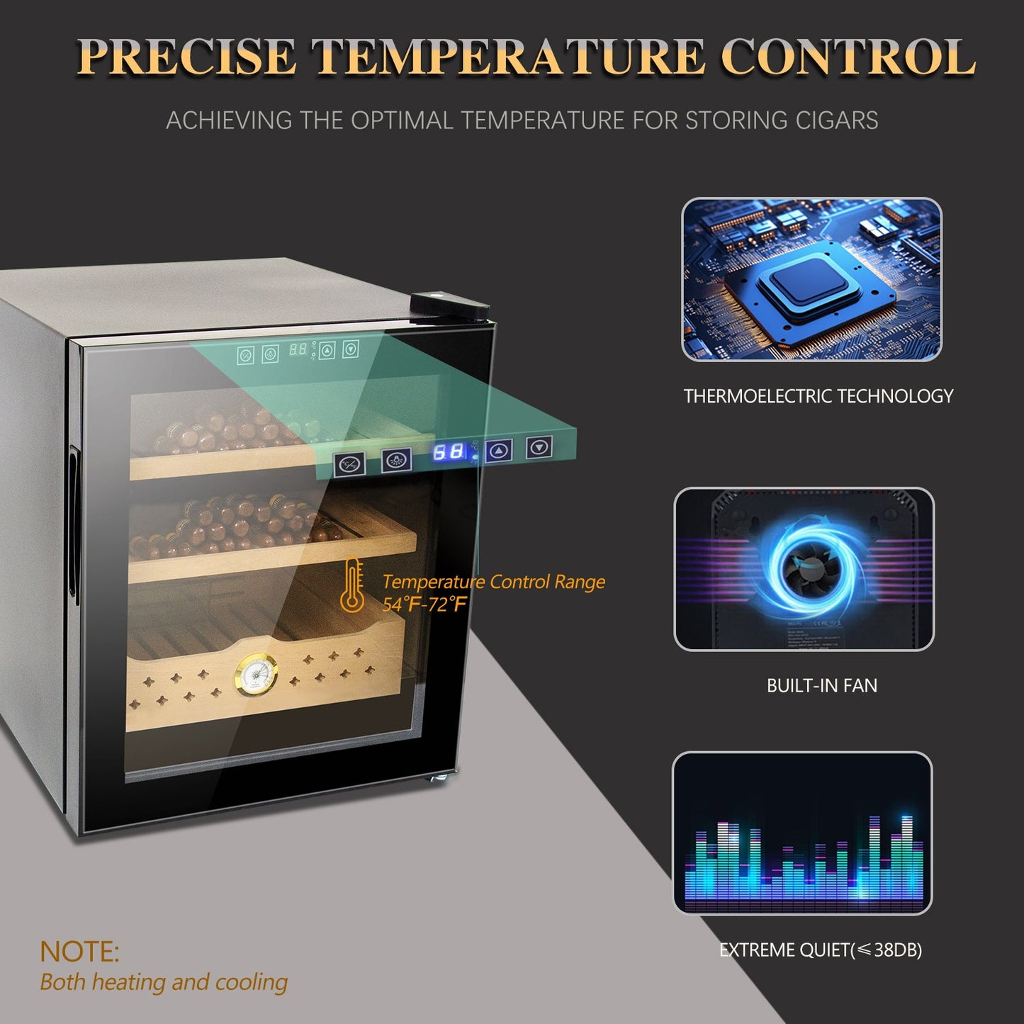 50L Electric Humidor, 300 Counts Capacity Cigar Humidor Humidifiers