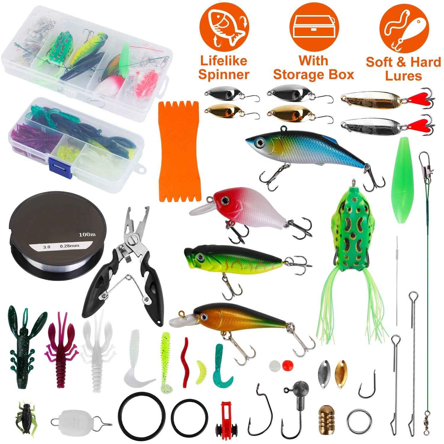Fishing Lures Kit: Soft & Hard Lures for Salt/Freshwater