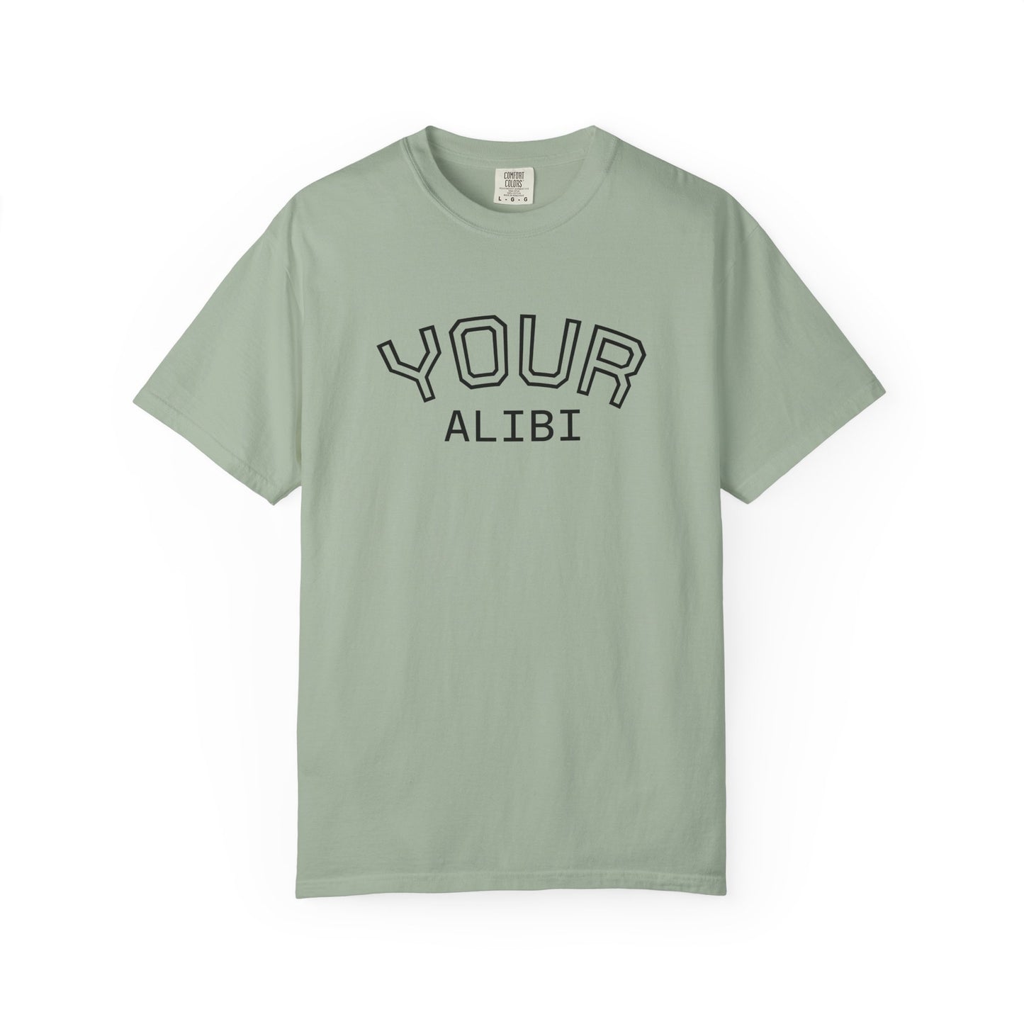 T-Shirt: Your Alibi Retro Collegiate Graphic Tee
