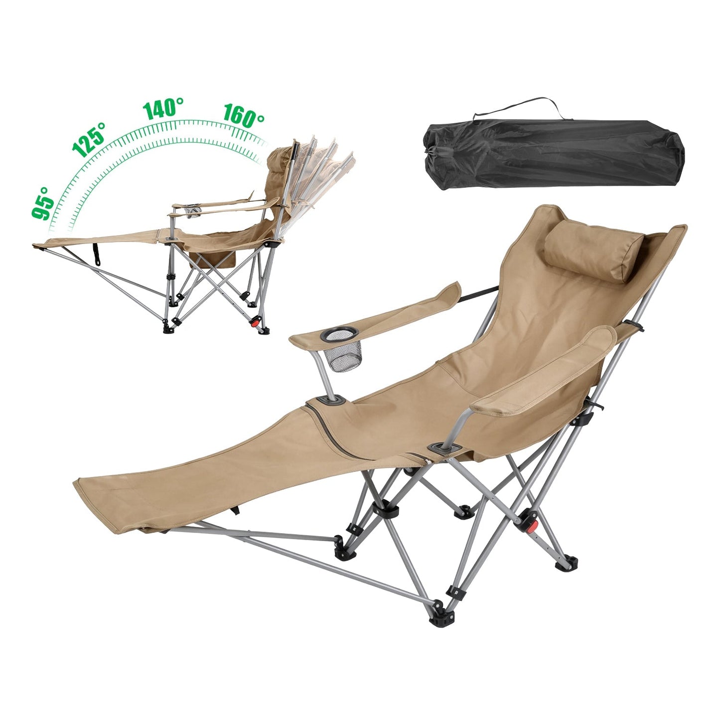 Reclining Camping Chair with Footrest