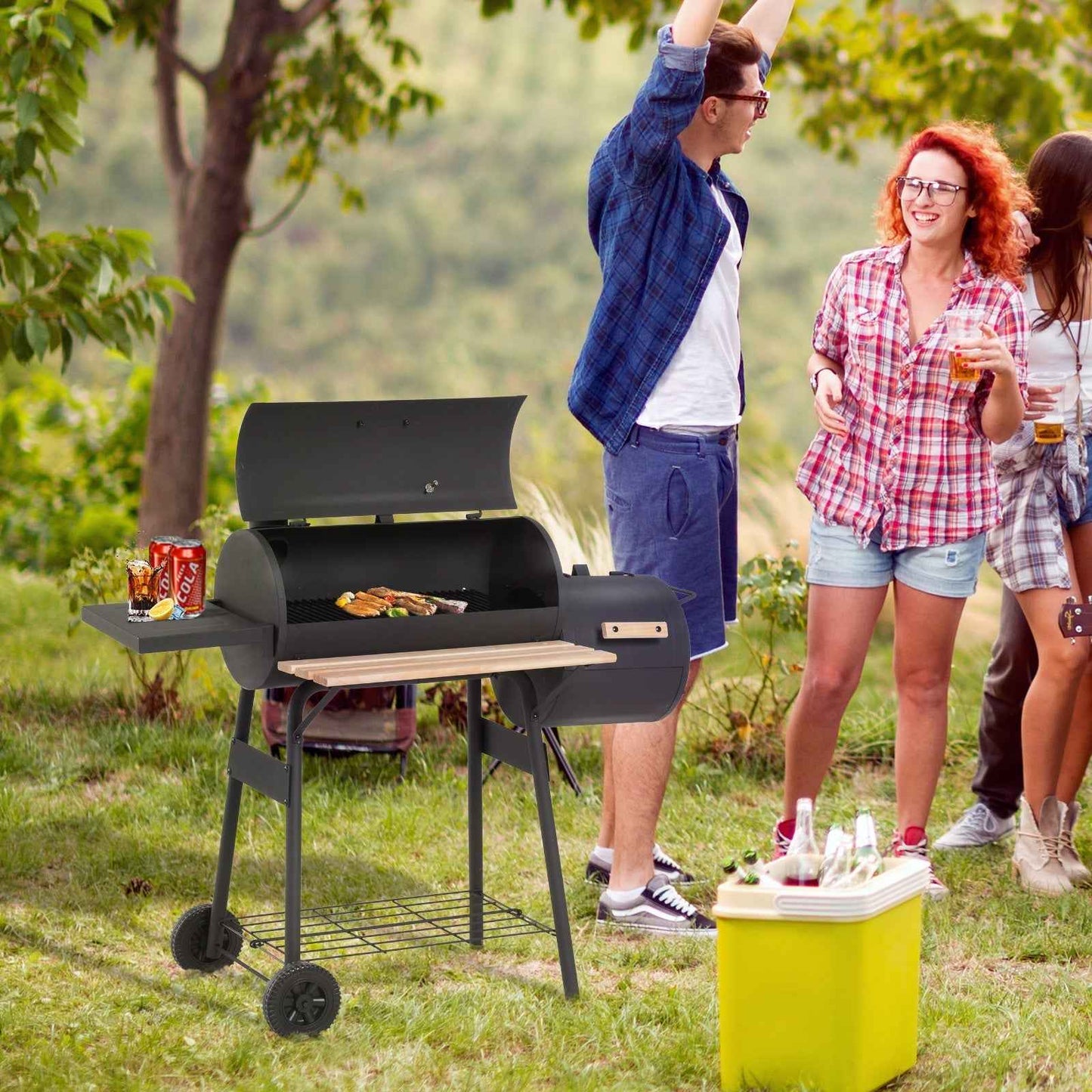 Outsunny 48' Steel Portable Backyard Charcoal BBQ Grill