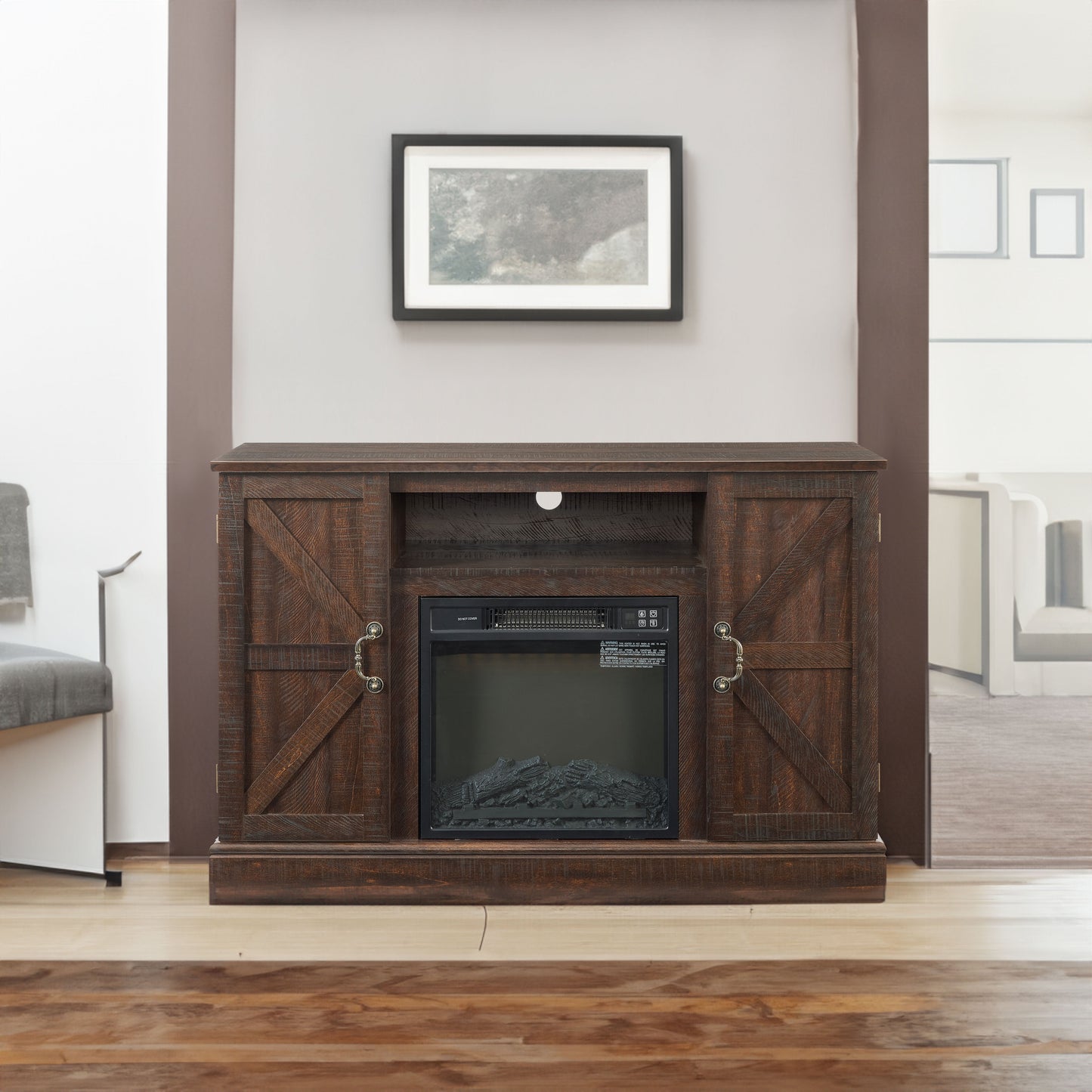 Entertainment Console for TV up to 50" with 18" Electric Fireplace Insert