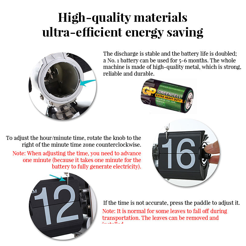 Retro flip digital clock, battery - powered mechanical clock for home & office decor