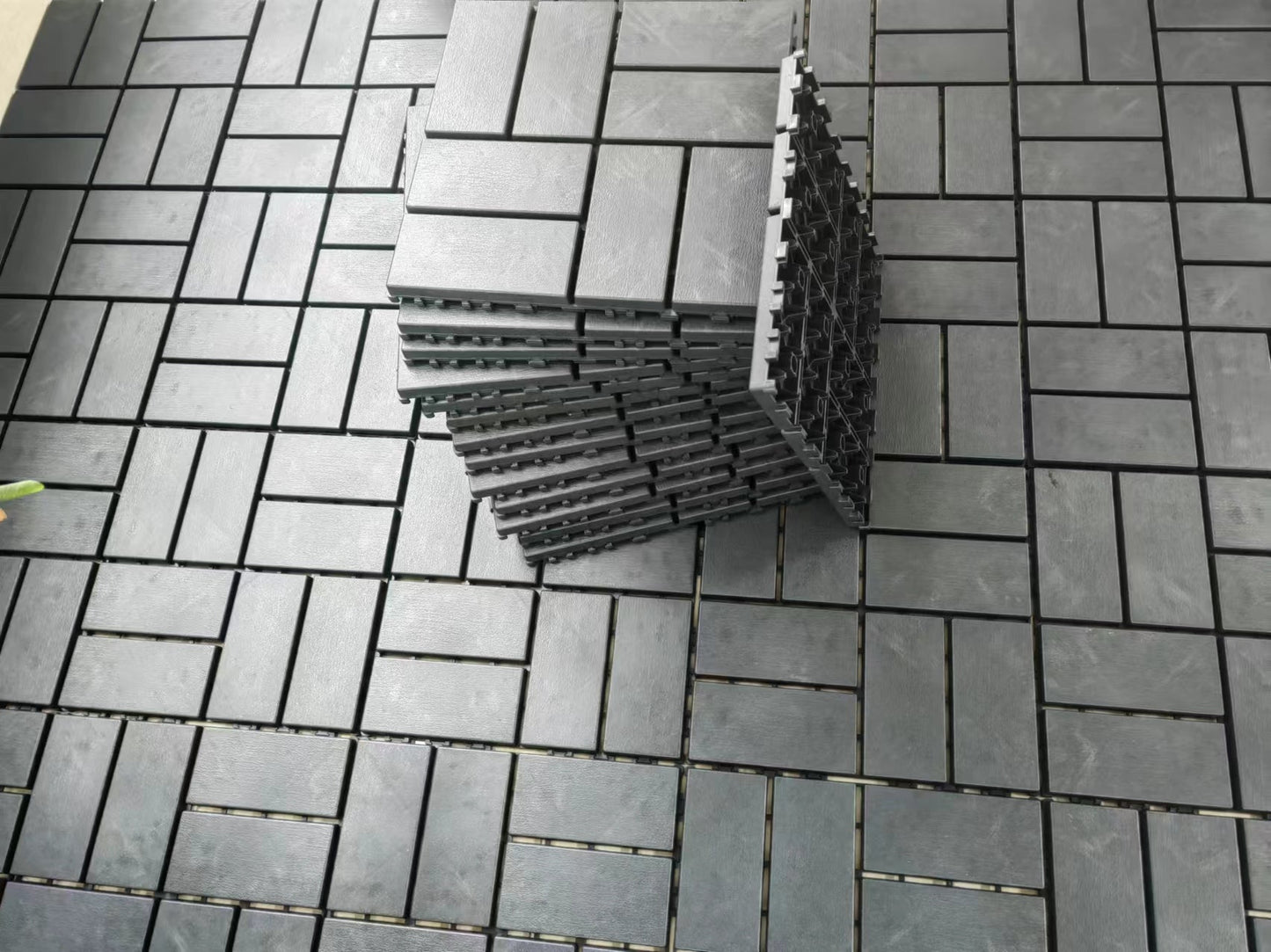 Plastic interlocking deck tiles, 36 pieces, 12-inch x 12-inch waterproof terrace tiles