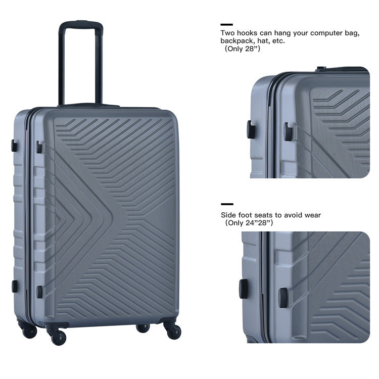 3 Piece Luggage Sets ABS Lightweight Suitcase with Two Hooks, Spinner Wheels