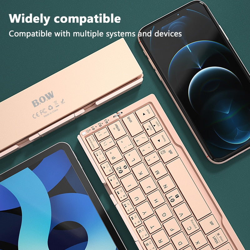 Mini Folding Keyboard Wireless Bluetooth-compatible Keyboard