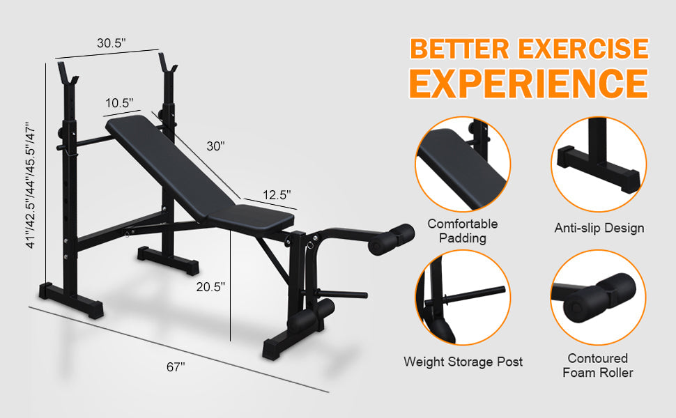 Olympic Weight Bench Press Set with Squat Rack and Bench for Home Gym