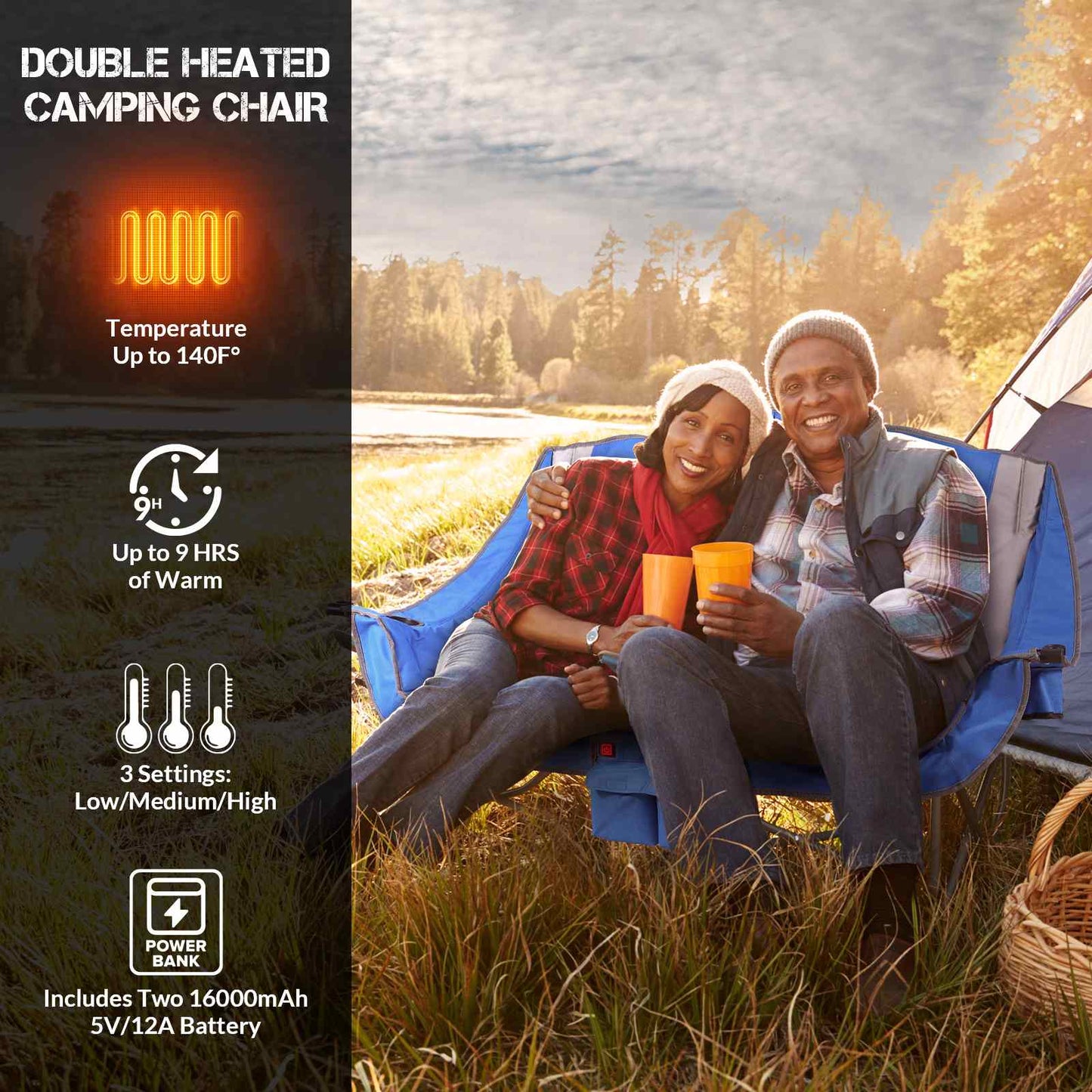 ANTARCTICA GEAR Heated Double Camping Chair, 2-Person Chair