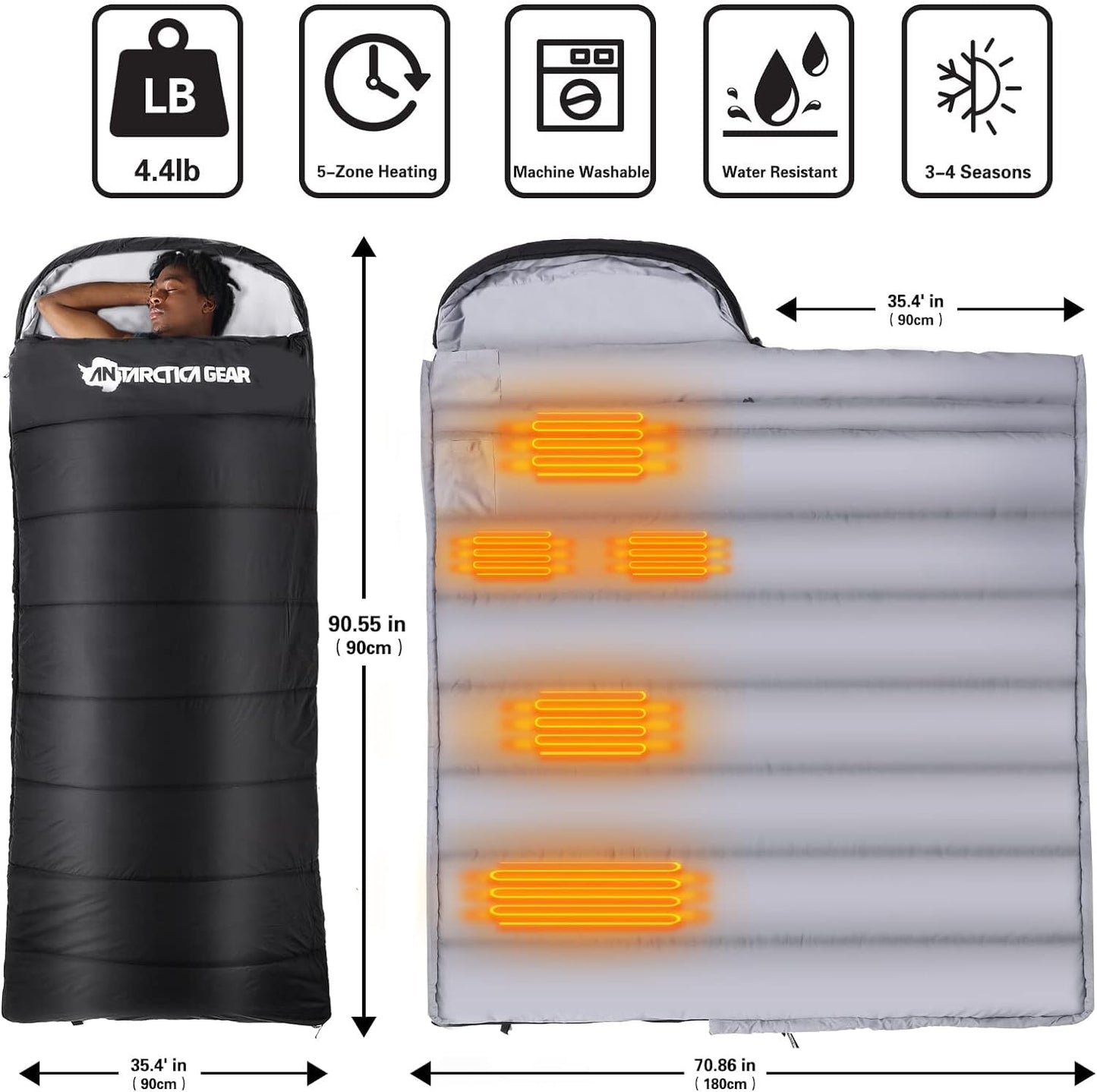 ANTARCTICA GEAR Heated Sleeping Bag for Cold Weather