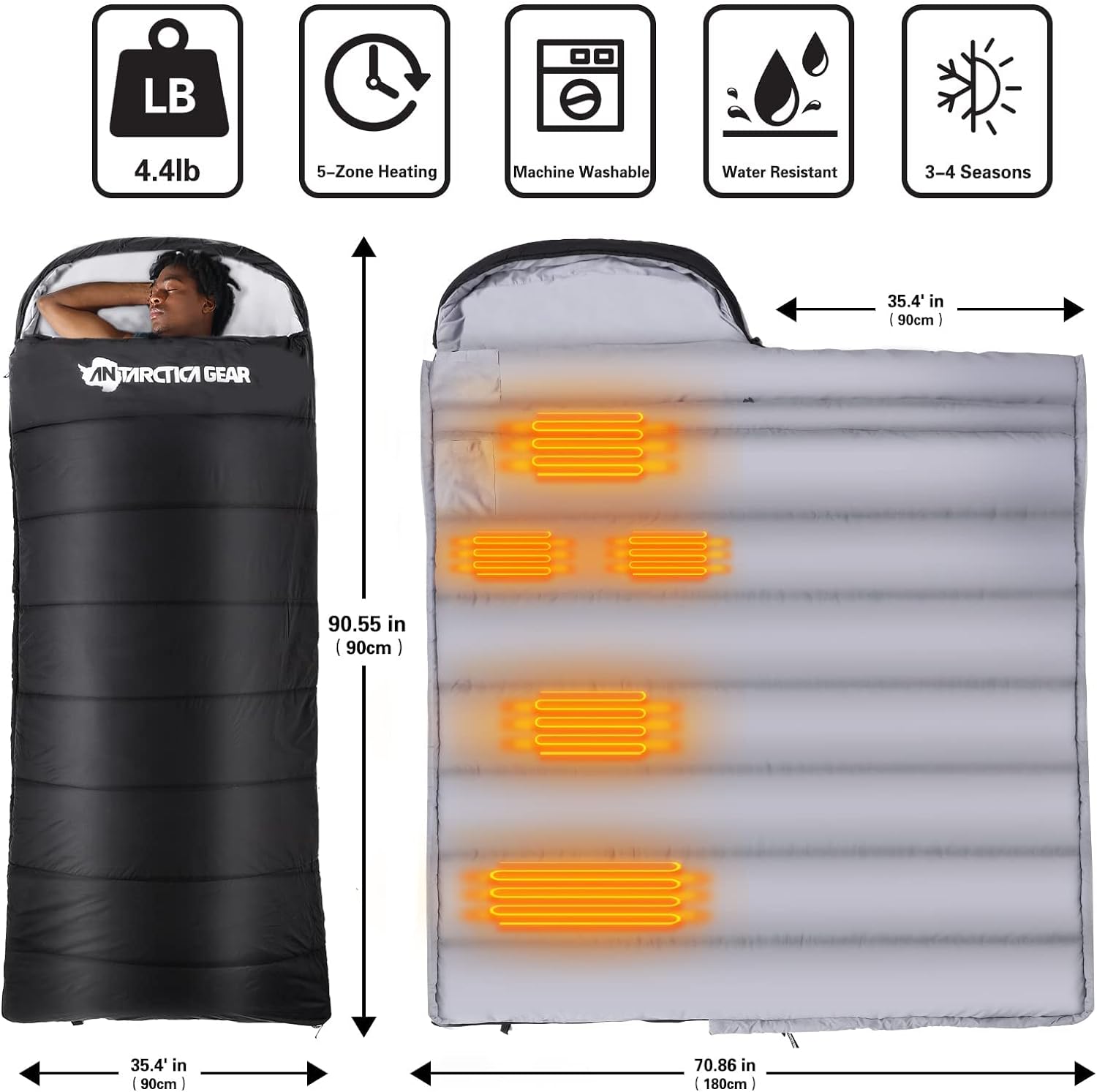 ANTARCTICA GEAR Heated Sleeping Bag for Cold Weather