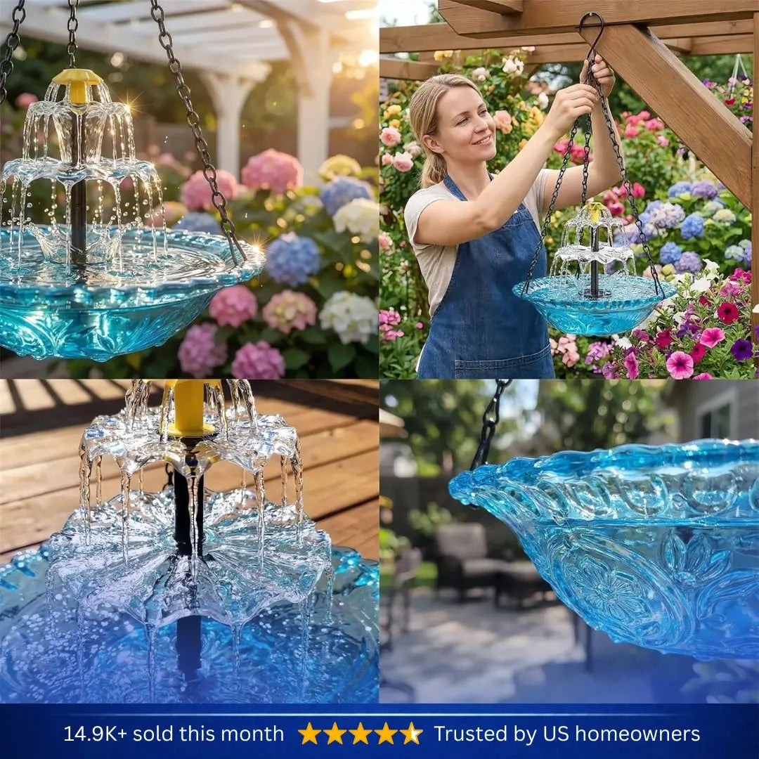 Bird Bath Solar Cascade Hanging Fountain – Limited Time Offer!