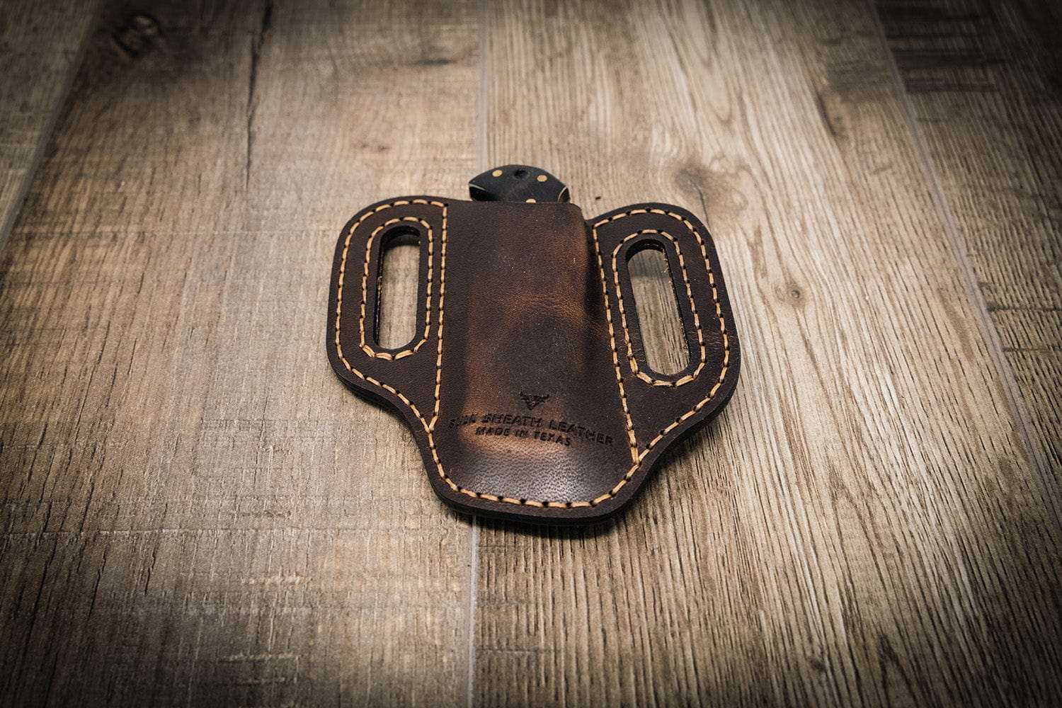 Custom Leather Knife Sheath - Walnut Brown