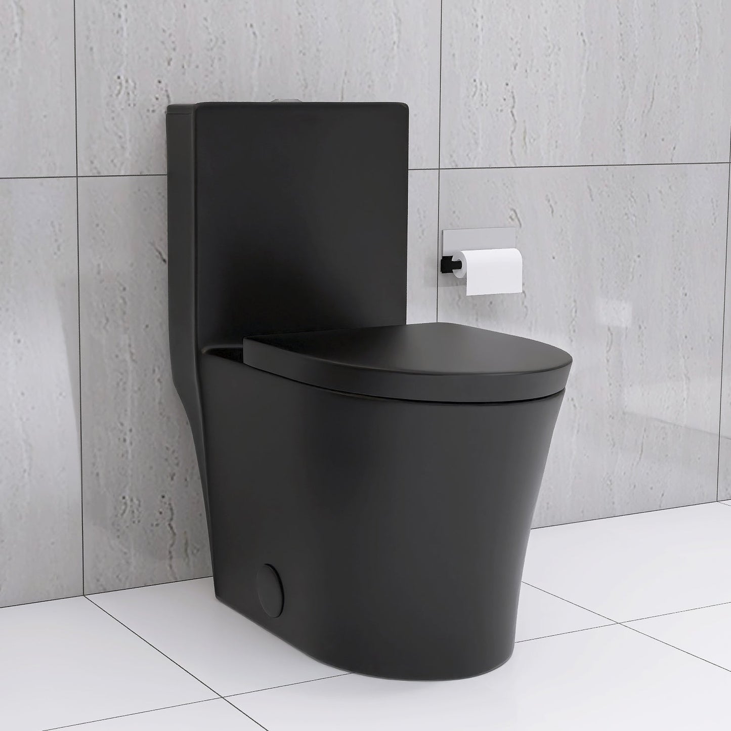Matte Black Elongated One Piece Toilet Dual Flush