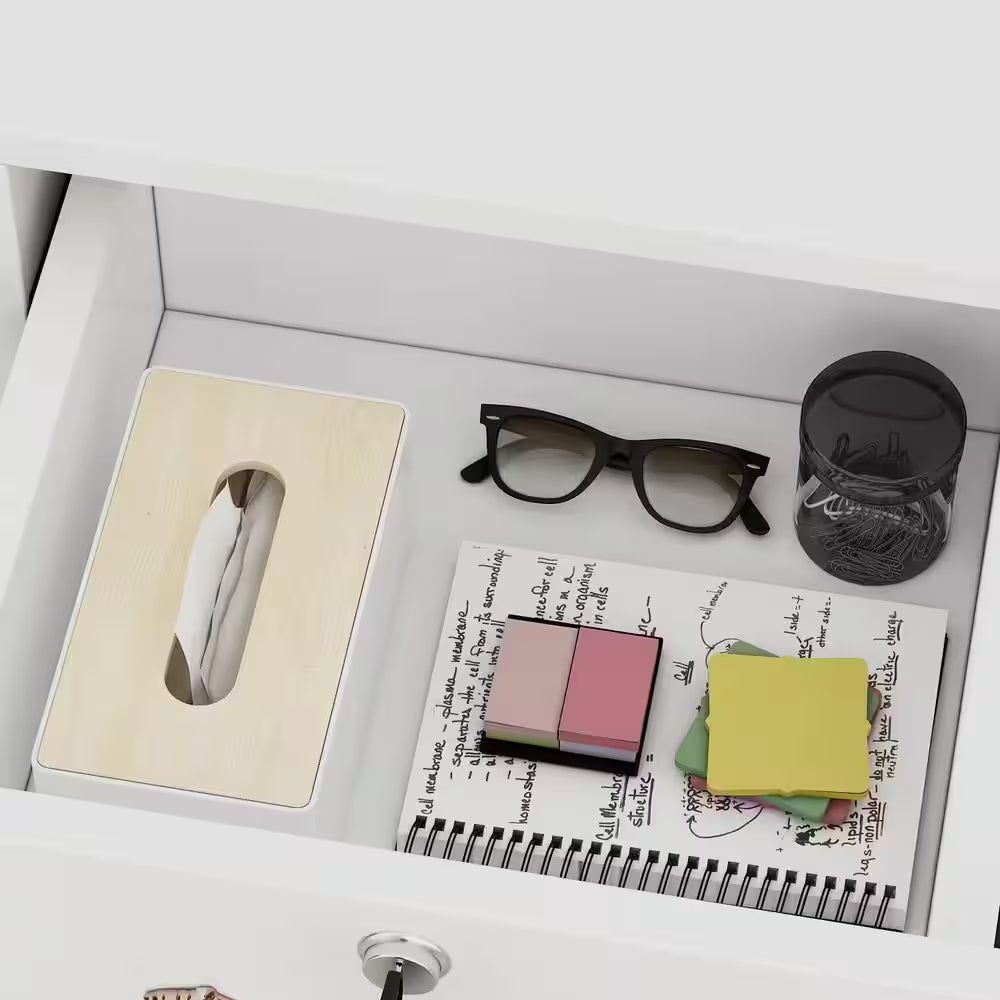 Natural White Corner Computer Desk with Hutch and Storage