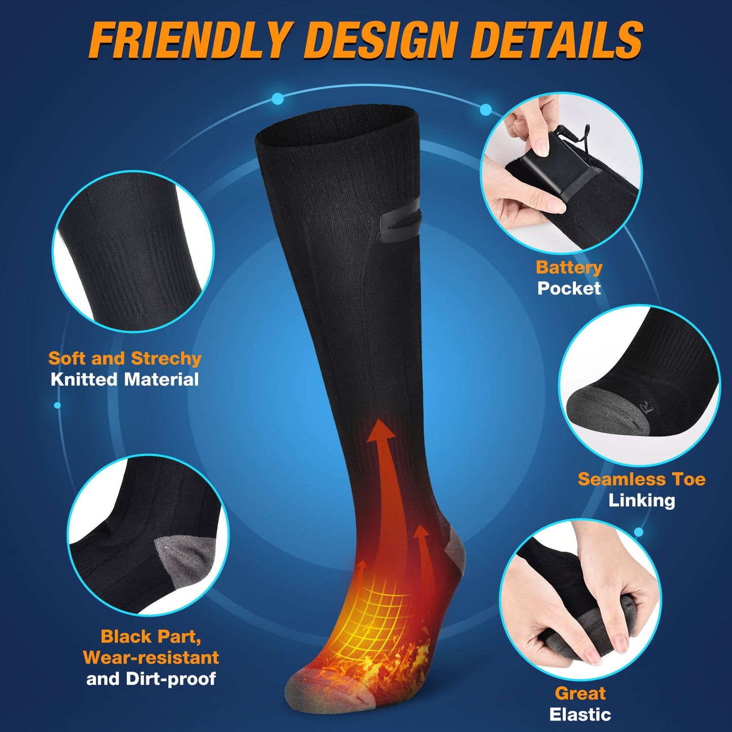 Haili Care Electric Heating Socks Rechargeable Heating Socks Adjustable