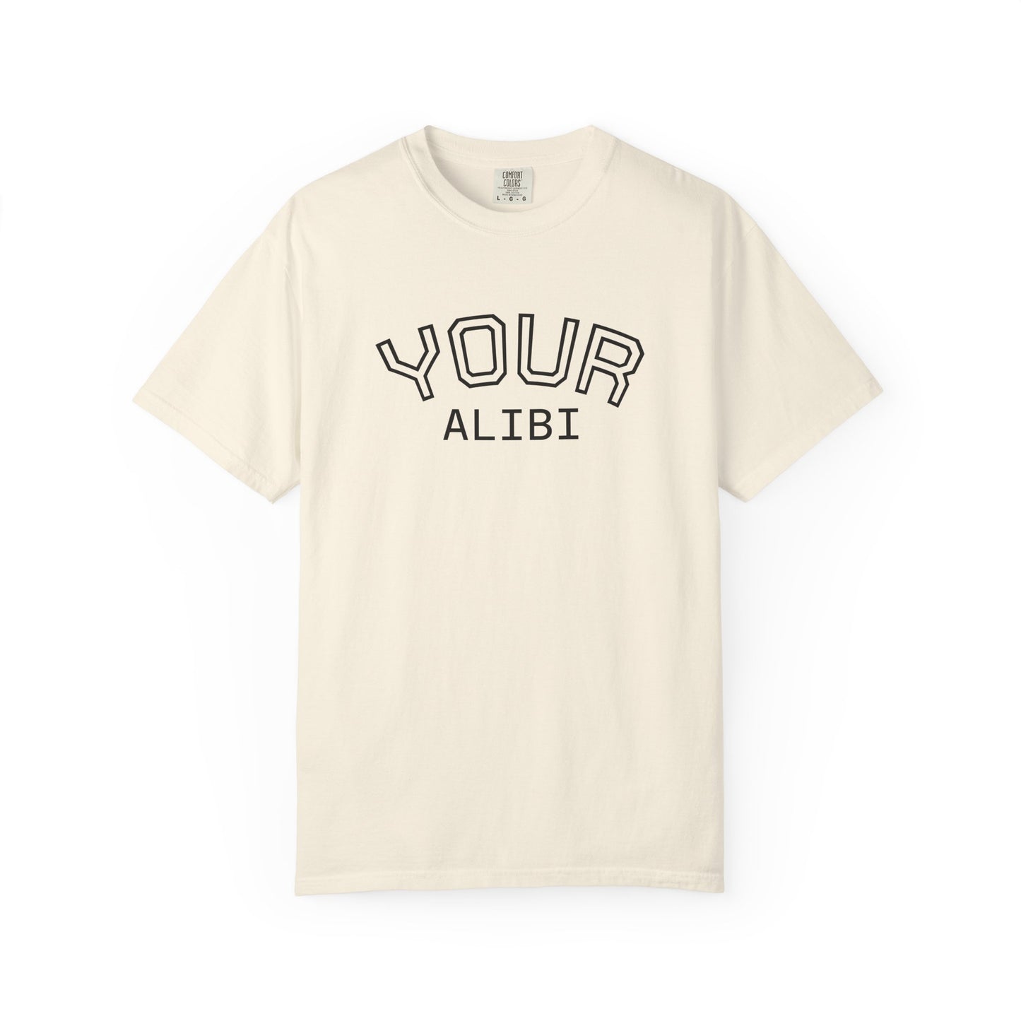T-Shirt: Your Alibi Retro Collegiate Graphic Tee