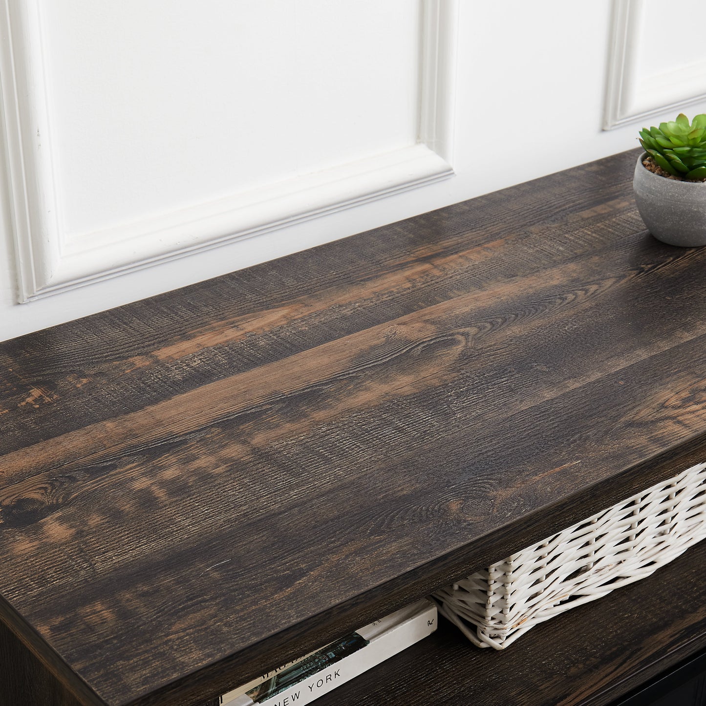 Entertainment console multifunctional sliding door cabinet with 23-inch fireplace