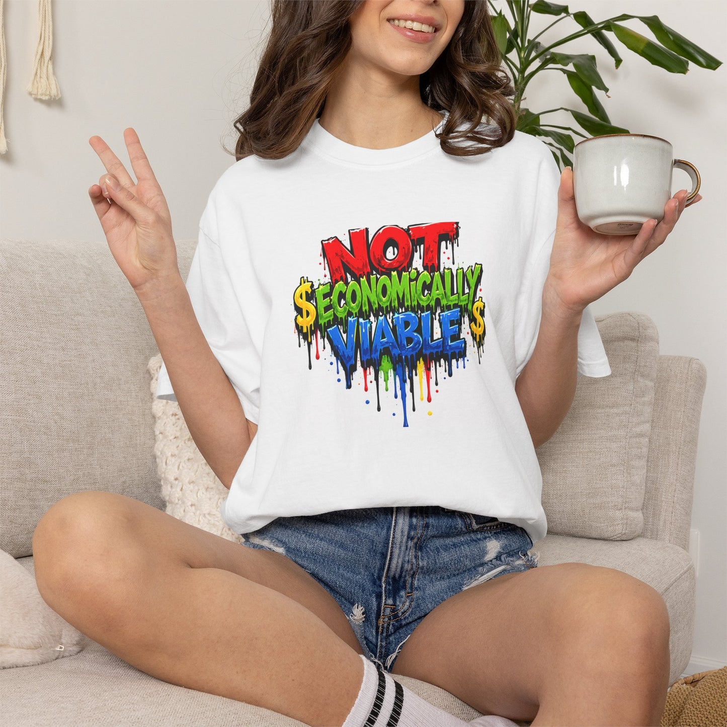 Not Economically Viable T-Shirt - Bold Graffiti Design