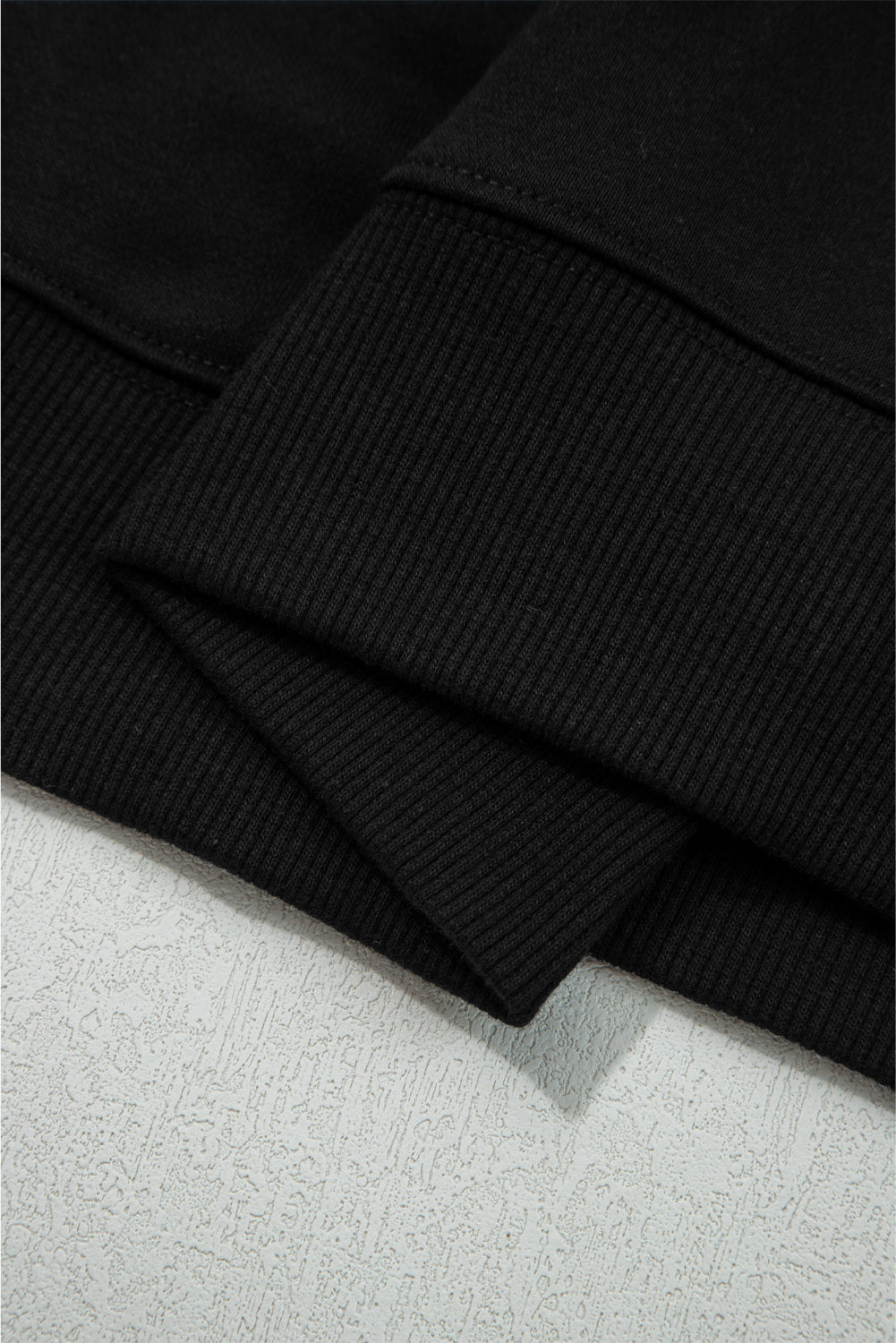 Black Varsity Baseball Bow Graphic Striped Sleeve Baggy Sweatshirt