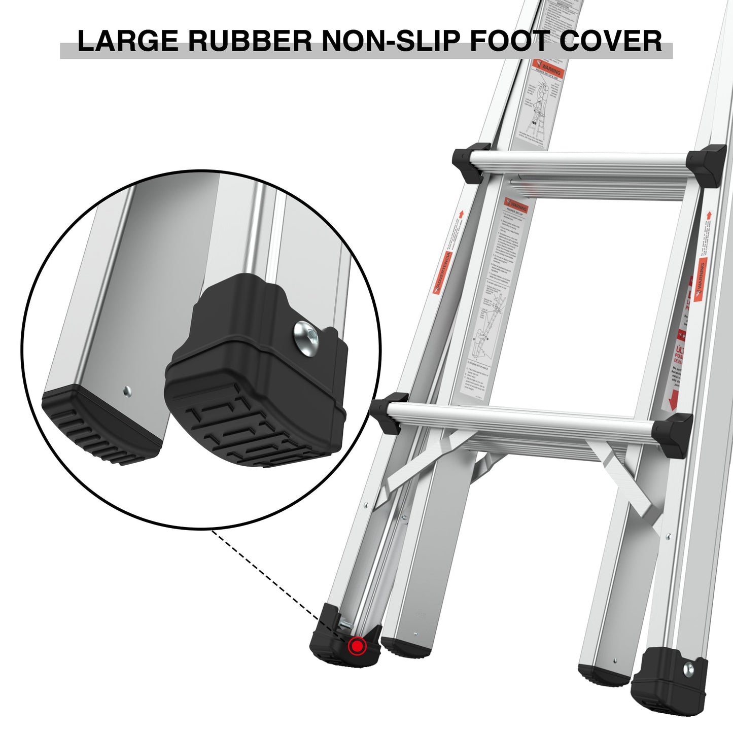 Aluminum Multi-Position Ladder with Wheels, 300 lbs Weight Rating, 22 FT