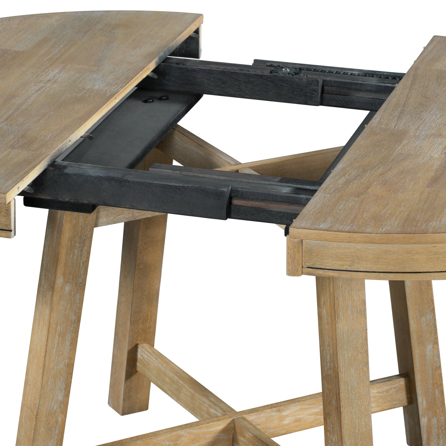 TREXM 5-Piece Farmhouse Dining Table Set Wood Round Extendable Dining Table