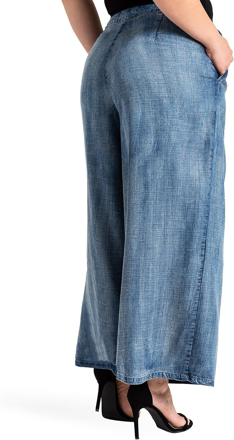 Standards & Practices Women’s Plus Size Tencel Denim Wide-Leg Palazzo Pants