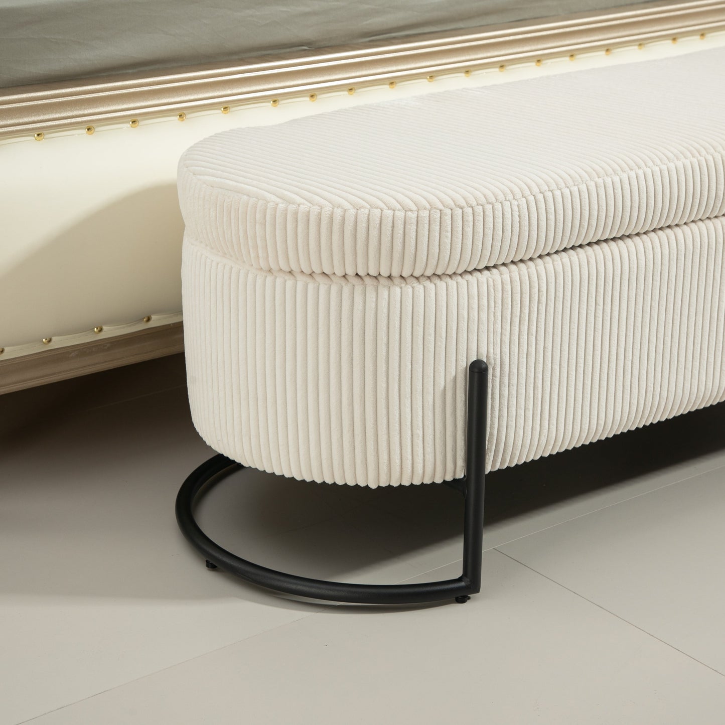 COOLMOR storage Ottoman chair with safety hinge and soft cushion fabric