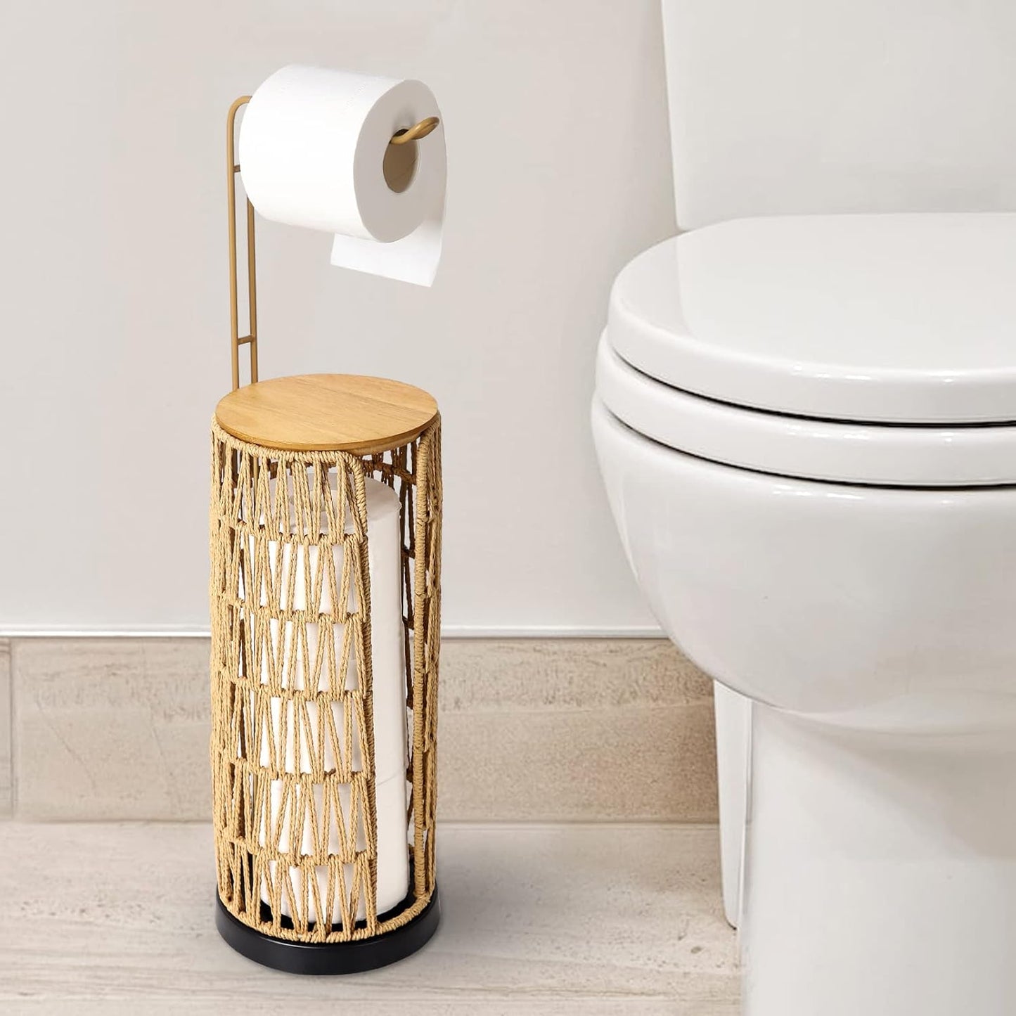 Freestanding Toilet Paper Holder with Storage