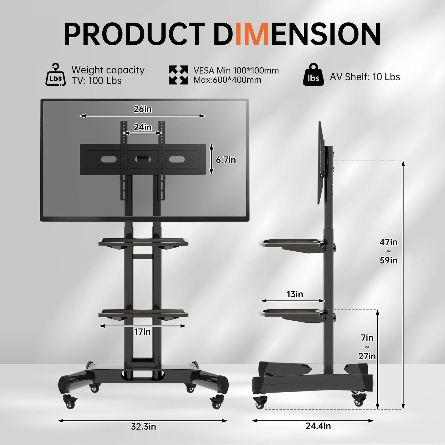 FANCO Universal Rotating TV Stand, suitable for 32–80-inch TVs