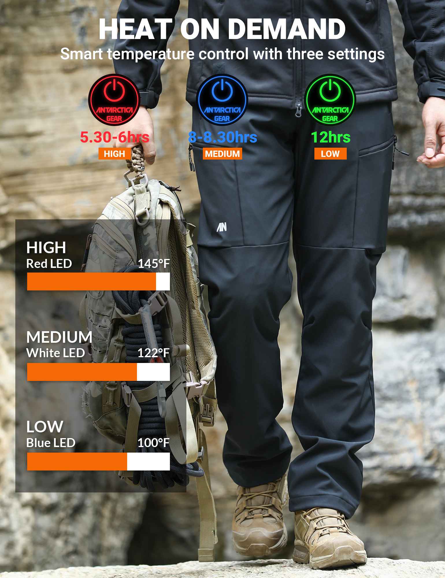 ANTARCTICA GEAR Heated Pants for Men, with 12V Battery