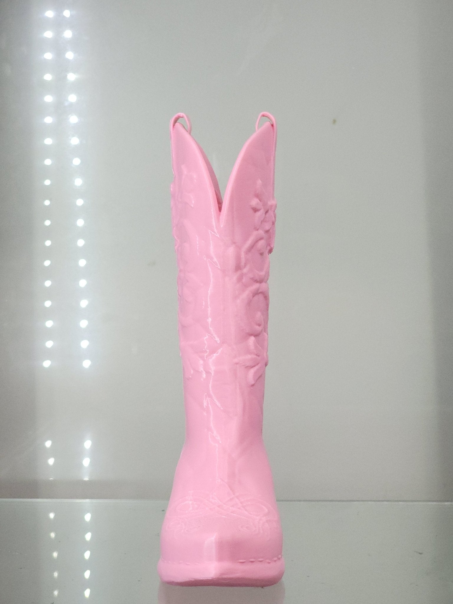 3D Printed Pink Cowboy Boot Brush Holder - Western Decor