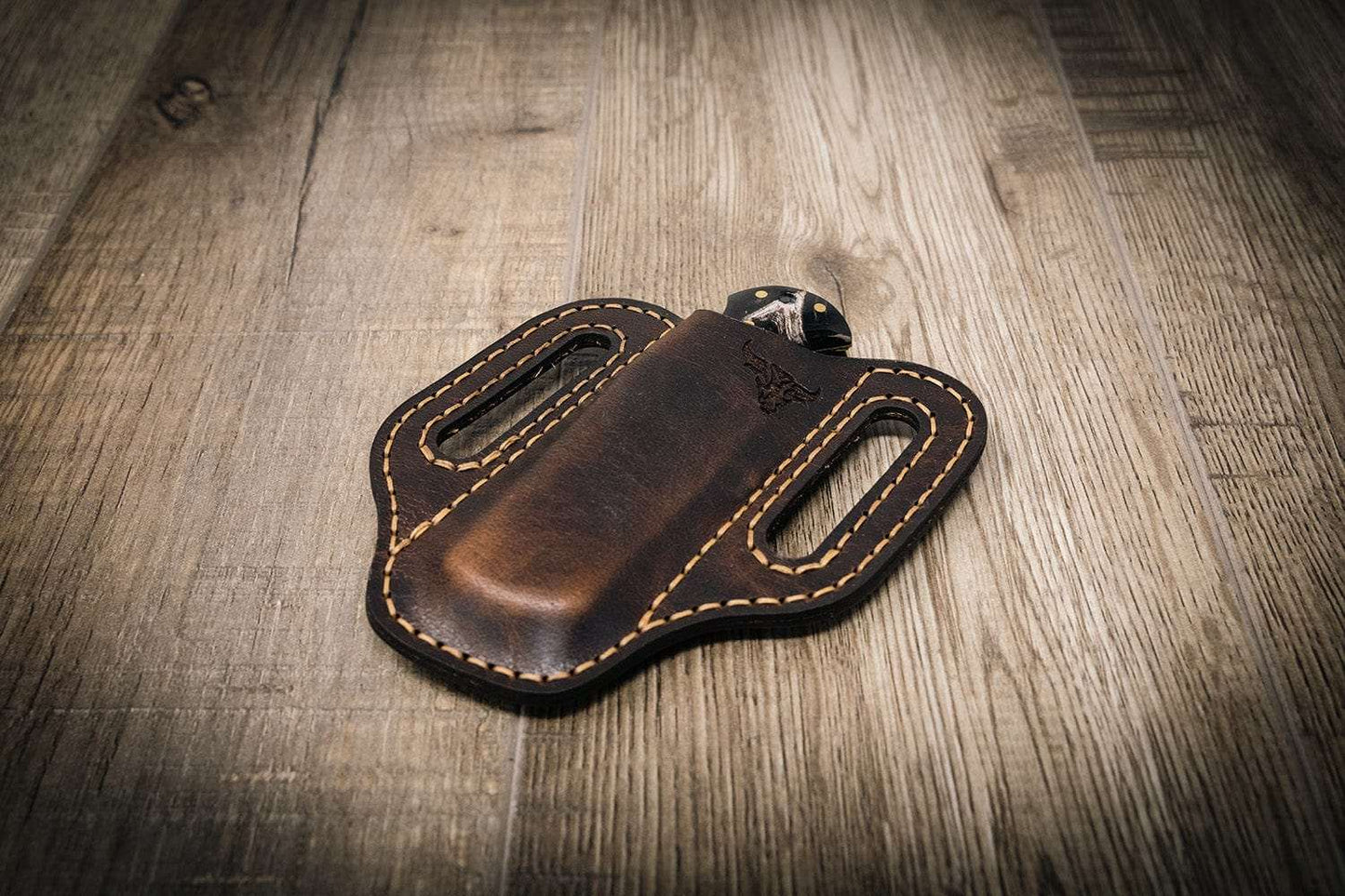 Custom Leather Knife Sheath - Walnut Brown