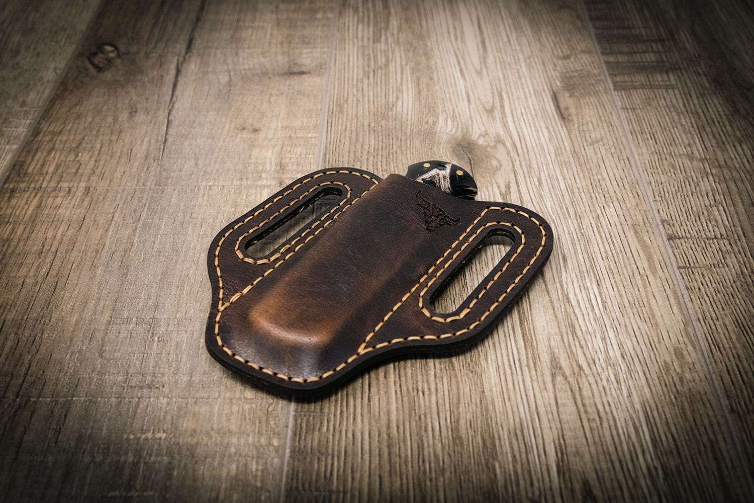 Custom Leather Knife Sheath - Walnut Brown