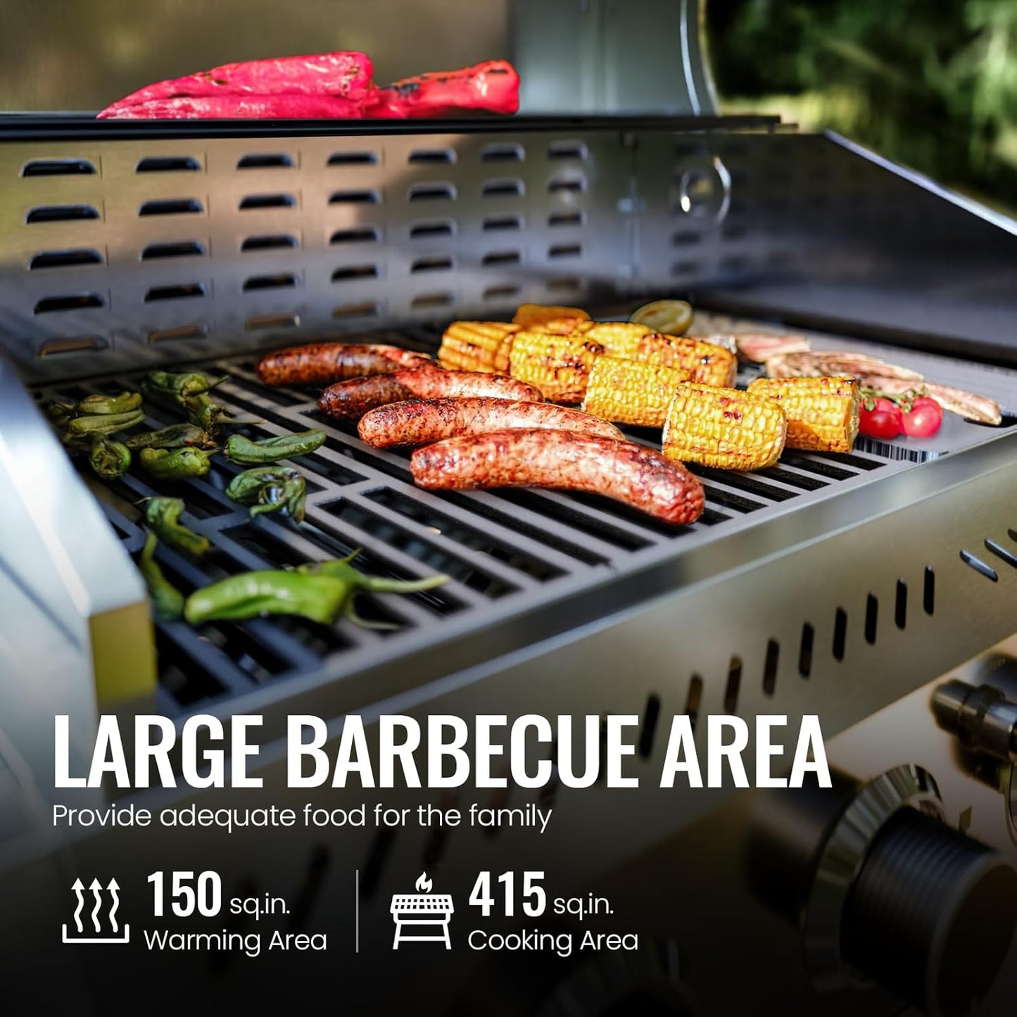 4-Burner BBQ Propane Gas Grill, 42,000 BTU Stainless Steel