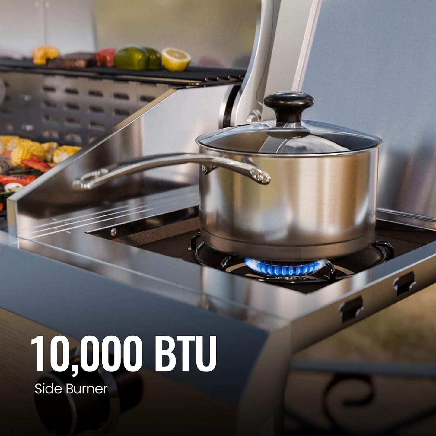 4-Burner BBQ Propane Gas Grill, 42,000 BTU Stainless Steel