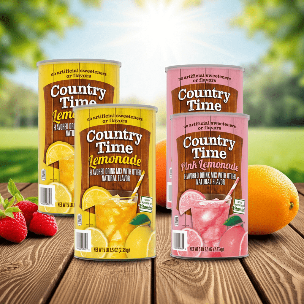 (4 Pack) Country Time Lemonade & Pink Lemonade Drink Mix Combo - 2 Canisters (82.5 oz Each) | Naturally Flavored | No Artificial Sweeteners