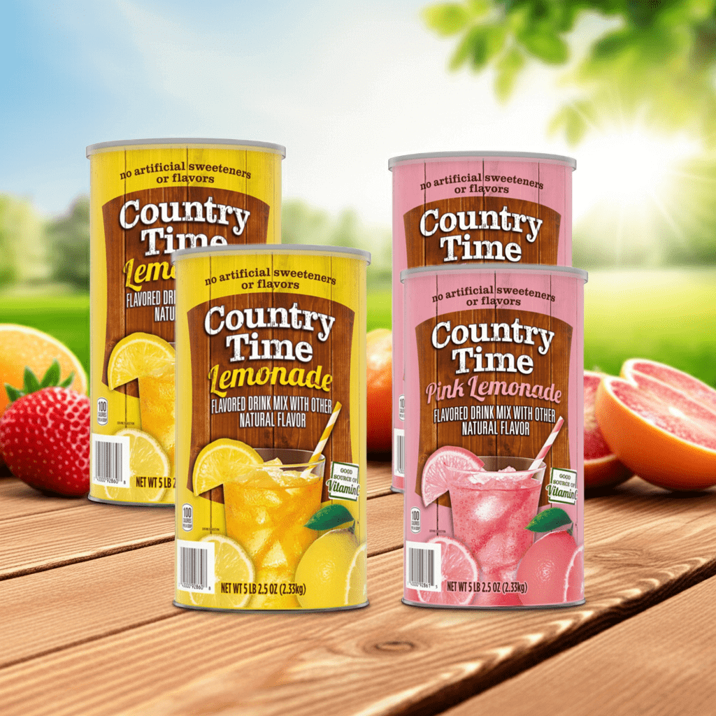 (4 Pack) Country Time Lemonade & Pink Lemonade Drink Mix Combo - 2 Canisters (82.5 oz Each) | Naturally Flavored | No Artificial Sweeteners
