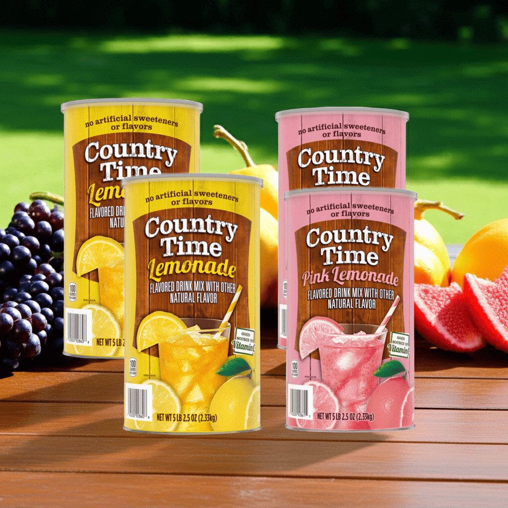 (4 Pack) Country Time Lemonade & Pink Lemonade Drink Mix Combo - 2 Canisters (82.5 oz Each) | Naturally Flavored | No Artificial Sweeteners