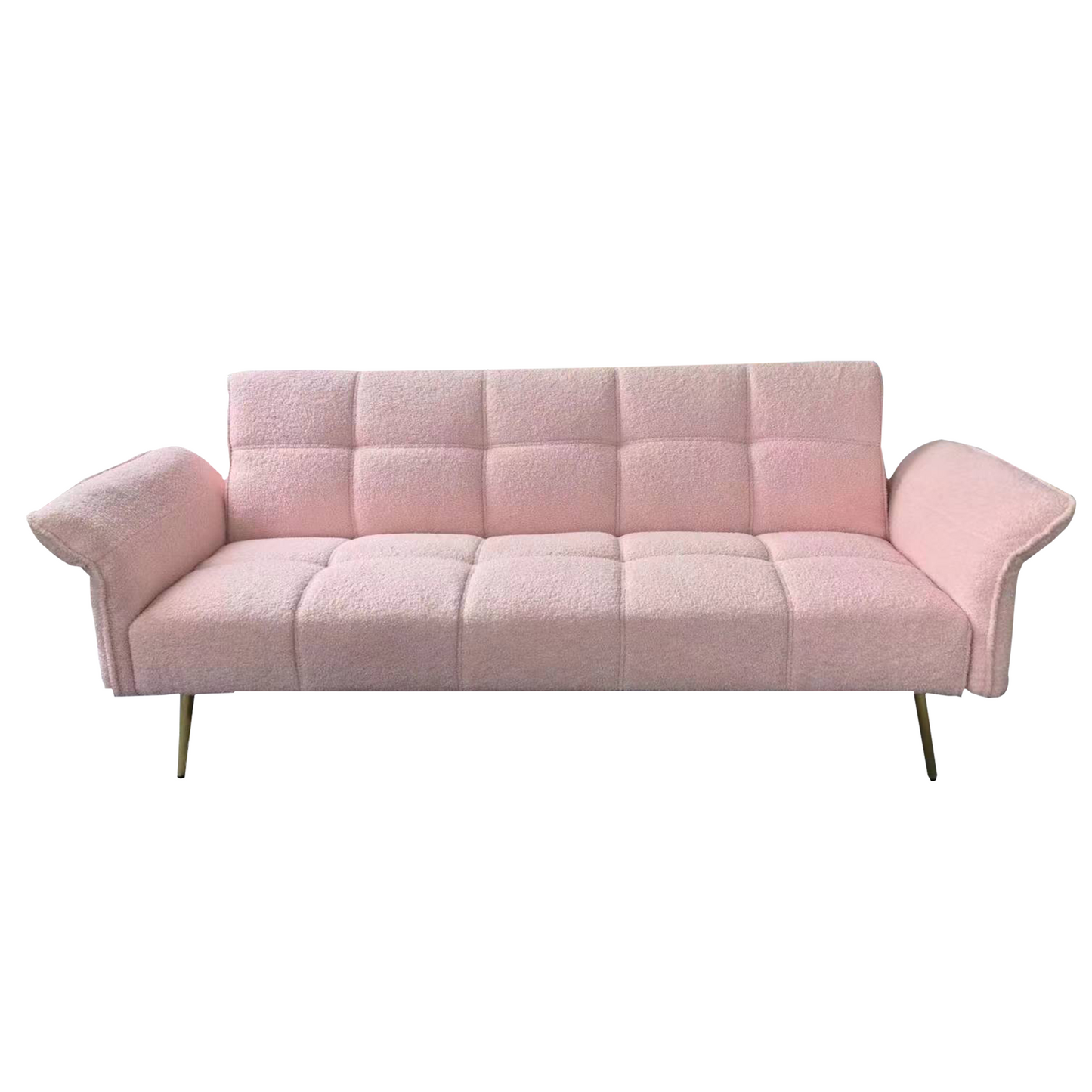 70-inch Teddy velvet sofa with adjustable armrests and backrest, convertible futon sofa