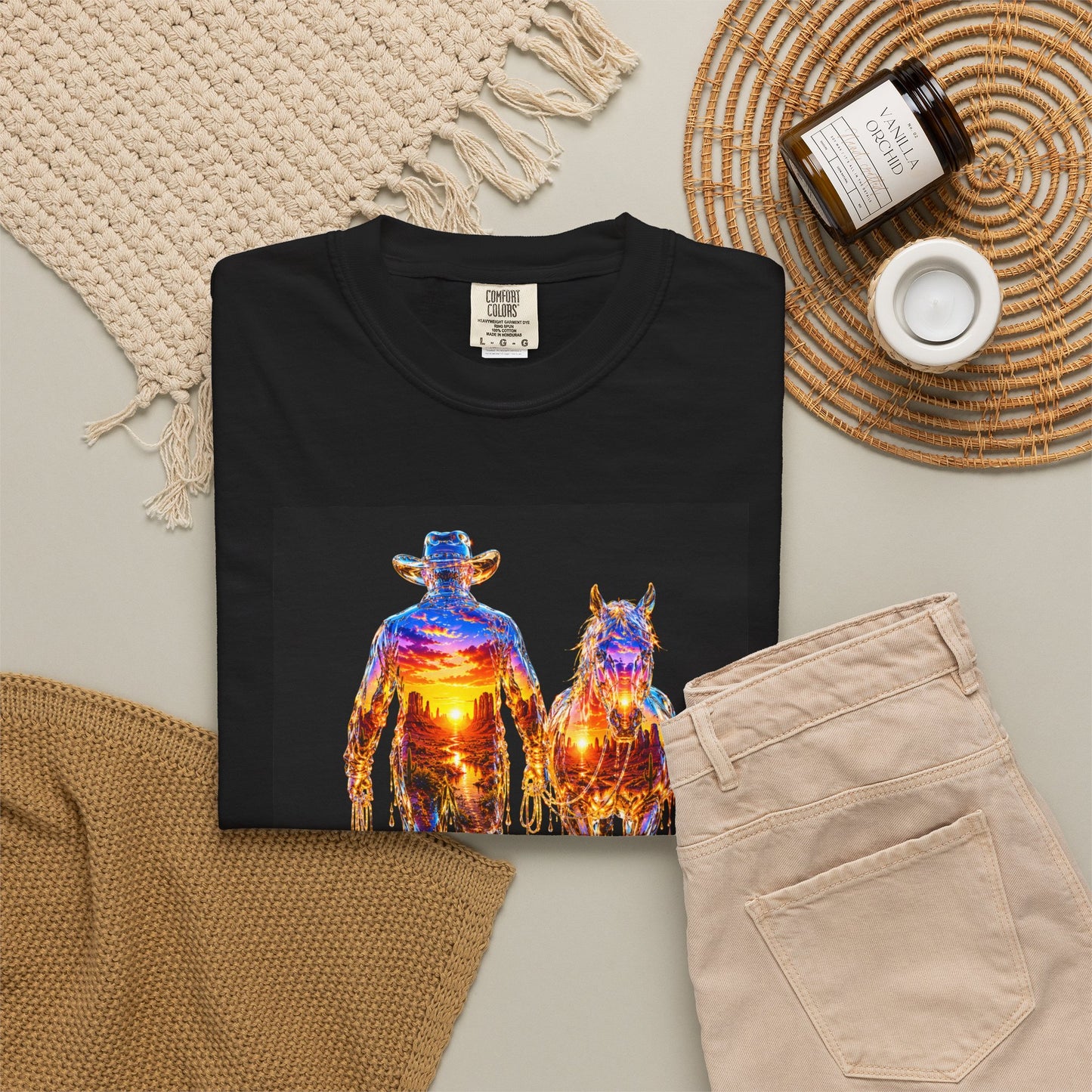 Sunset Cowboy T-Shirt — Vintage Western Sunset Tee